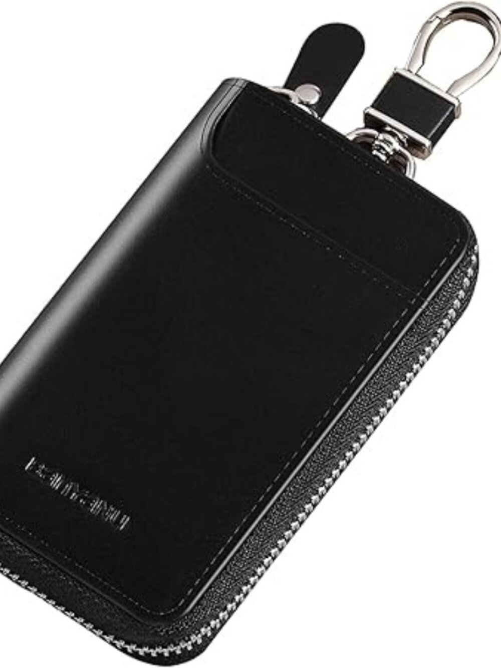 Leather Car Key Case Wallet 6 Hooks 3 Card Slots Black Key Organizer
